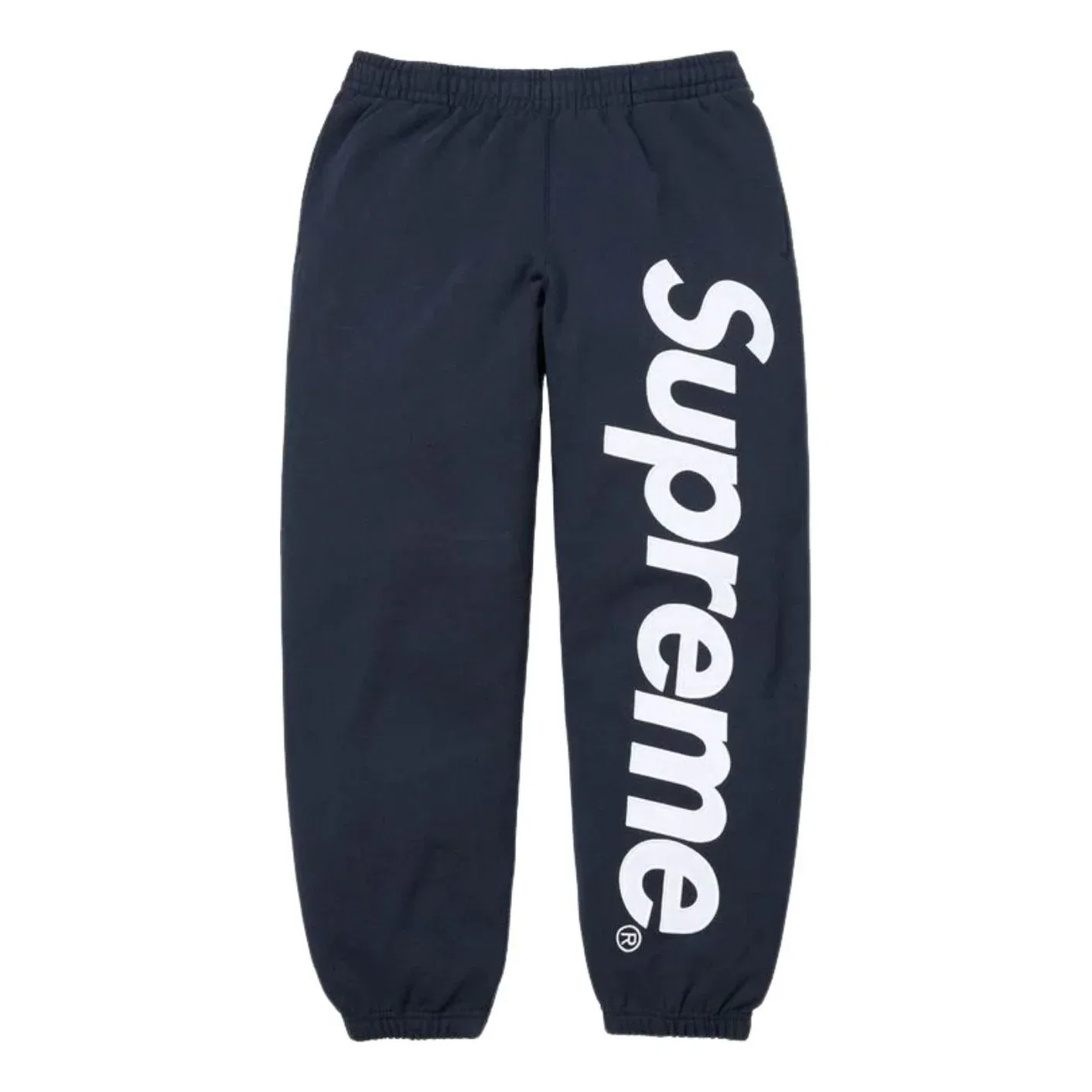Спортивные брюки Supreme SS26 с атласной аппликацией, темно-синий