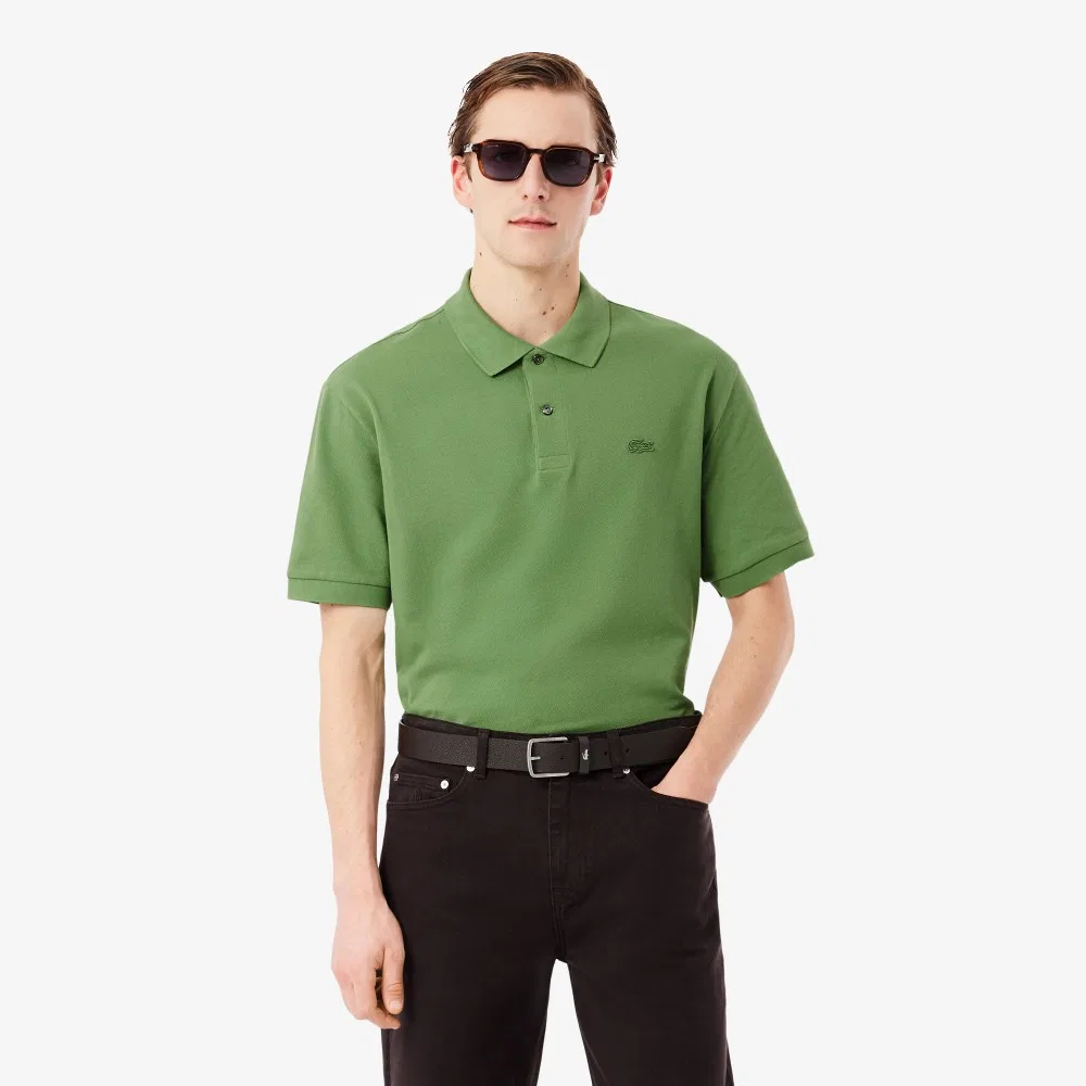 Мужская футболка-поло Croc Signature Loose Fit с коротким рукавом, зелёная, от Lacoste