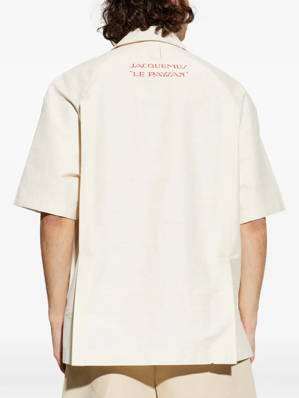 Рубашка romarin с вышивкой и накладным карманом JACQUEMUS, нейтральный — фото 4