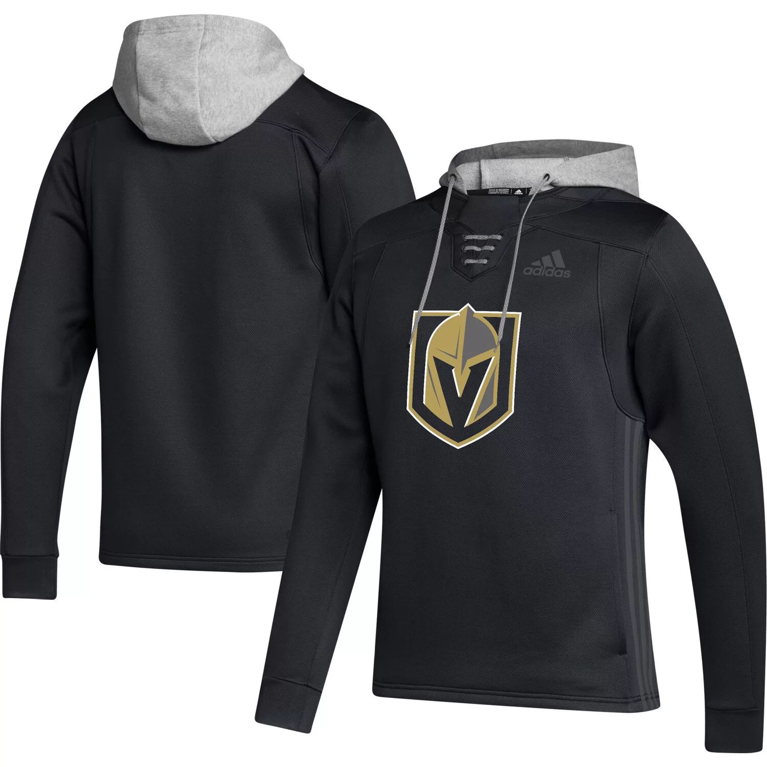 

Мужской черный пуловер с капюшоном Vegas Golden Knights Skate Lace AEROREADY Team adidas