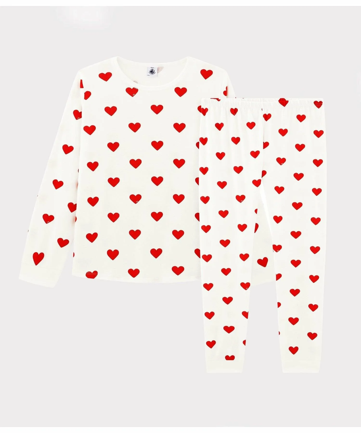 Пижама с длинными рукавами и принтом в виде сердечек PETIT BATEAU, Off-white/red — фото 4