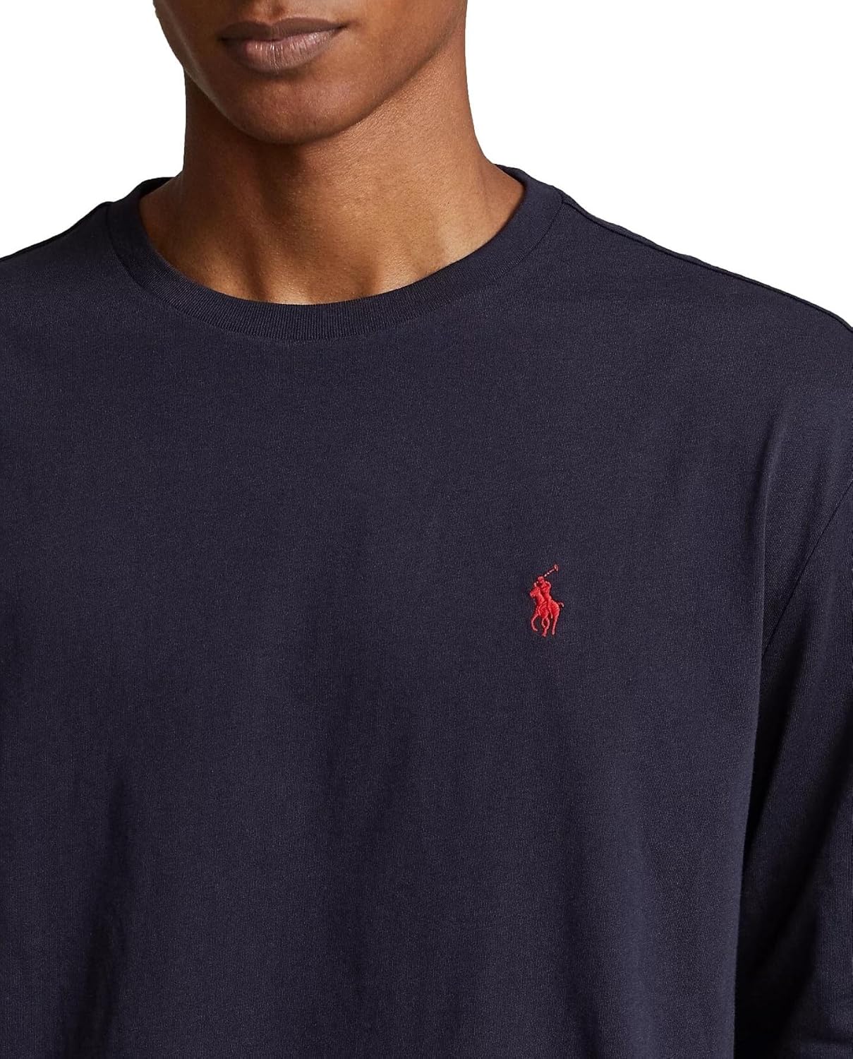 Мужская футболка POLO RALPH LAUREN Classic Fit Soft Touch с длинным рукавом, Ralph Lauren Navy — фото 4