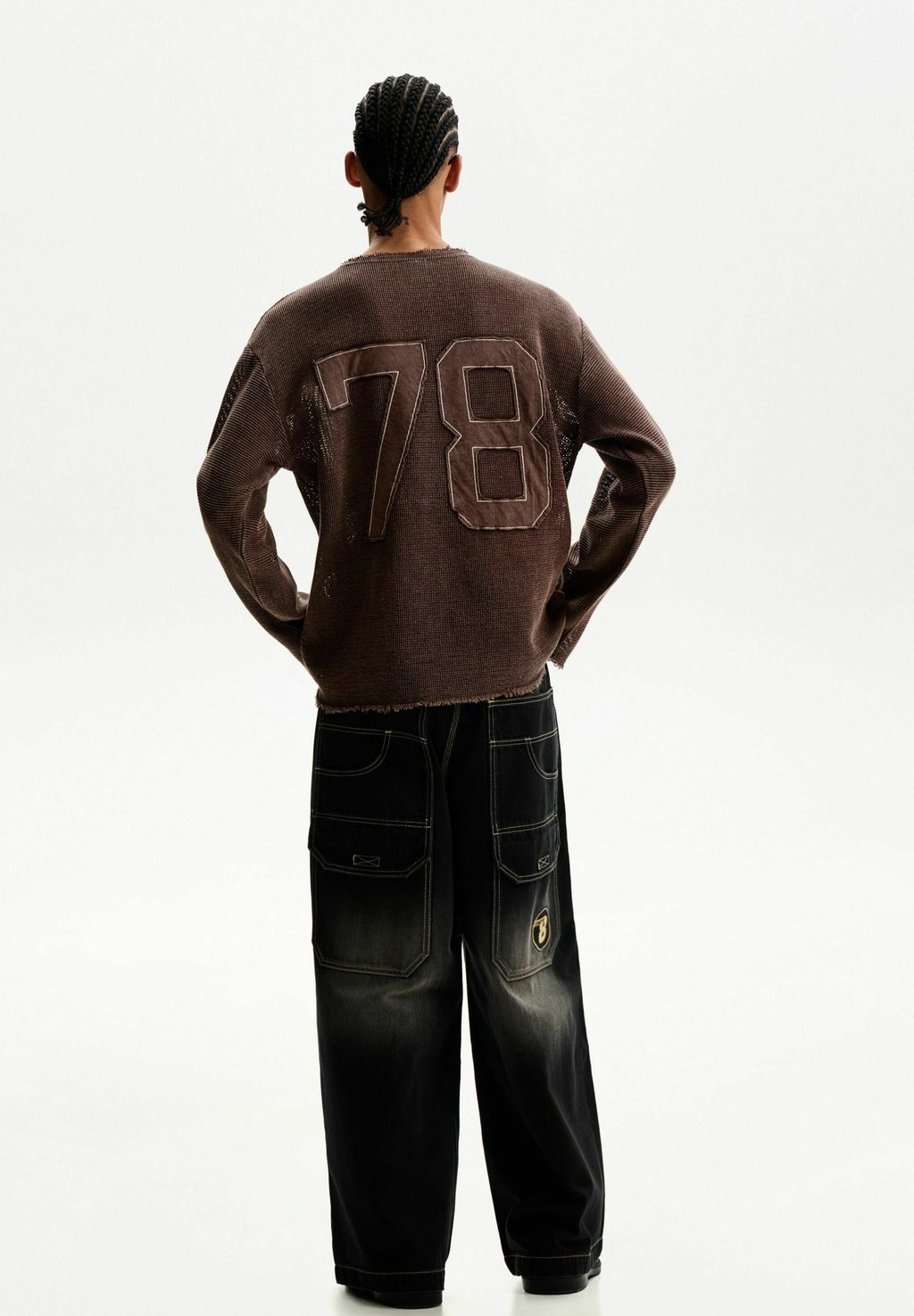 

Топ с длинными рукавами LONG SLEEVE Bershka, темно-коричневый