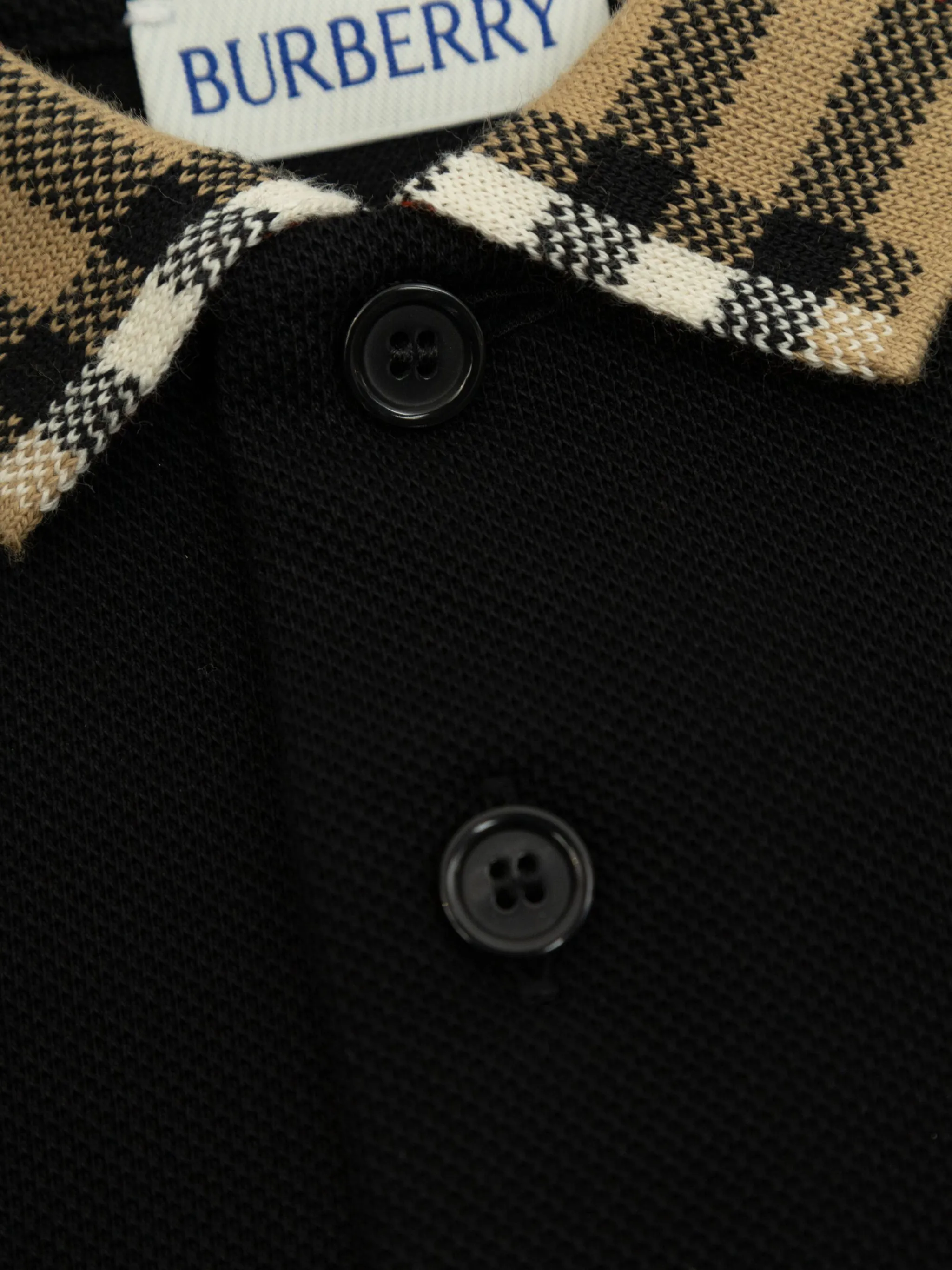Рубашка поло с воротником в клетку Burberry Kids, черный — фото 3