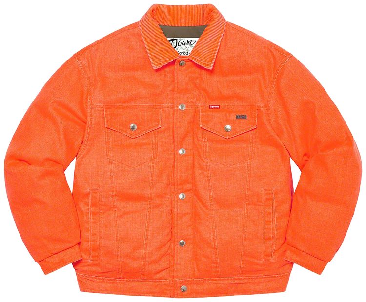

Куртка Supreme x Schott Canvas Down Trucker Jacket 'Neon Orange', оранжевый