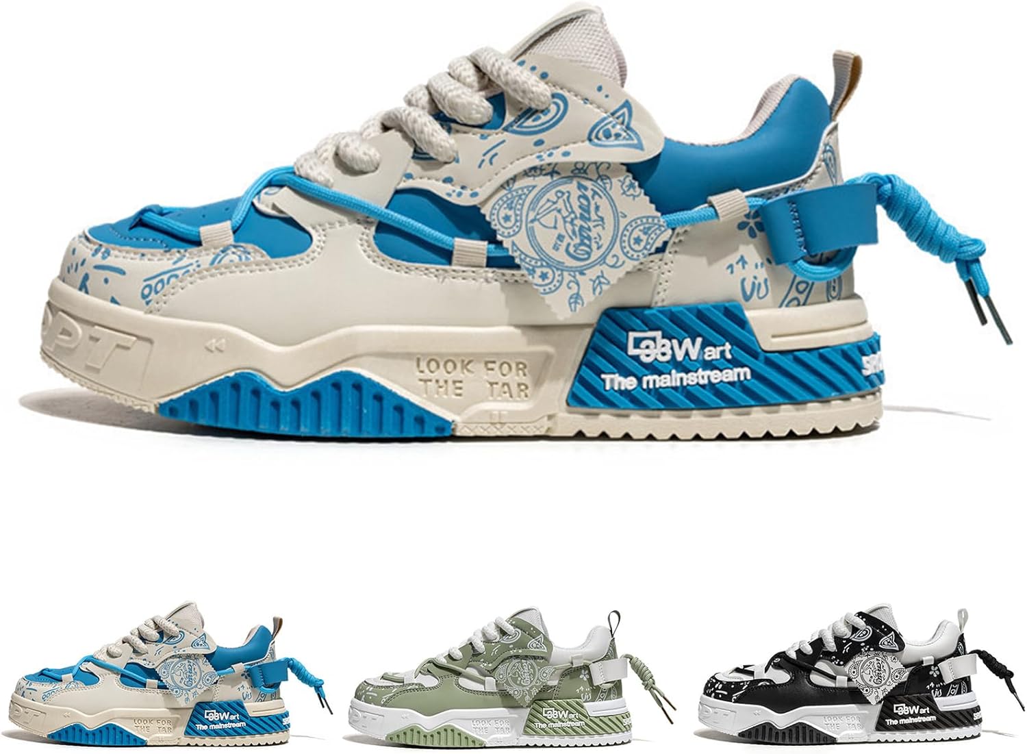 

Мужские модные кеды в стиле стритстайл, стильные и удобные кроссовки с шнуровкой, противоскользящей подошвой из резины и верхом из ПУ Gezolligheid, синий