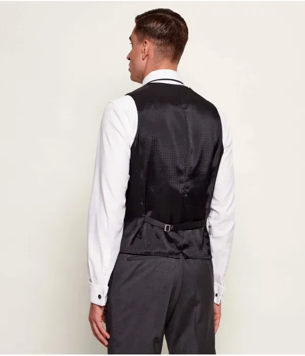 Огромный шерстяной жилет slim fit Boss, графитовый — фото 3