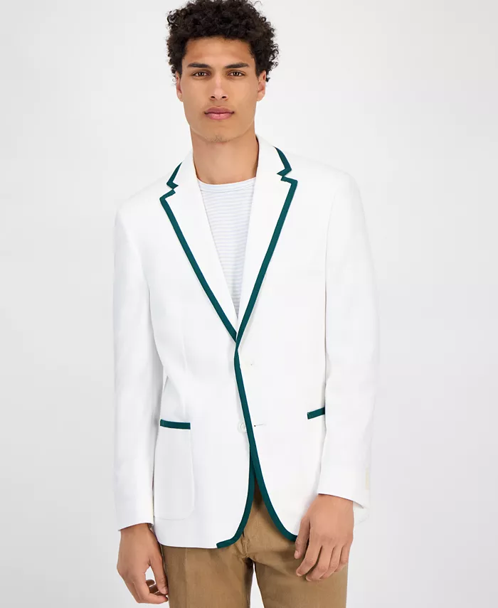 

Мужской спортивный пиджак Modern-Fit с зеленой отделкой в клетку Tommy Hilfiger, белый