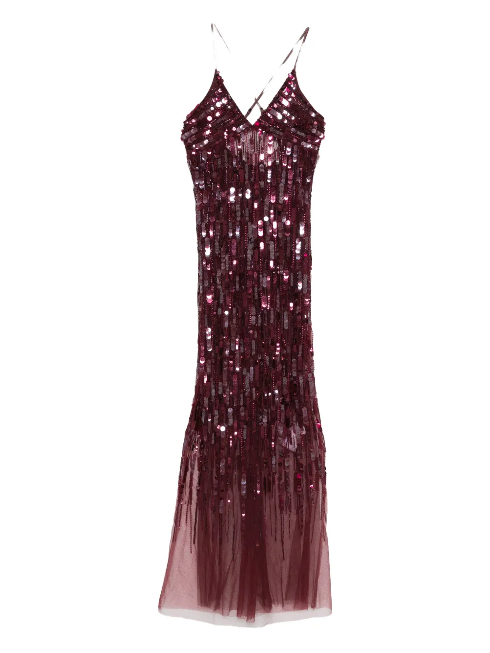 

Длинное платье, украшенное пайетками Elisabetta Franchi, красный