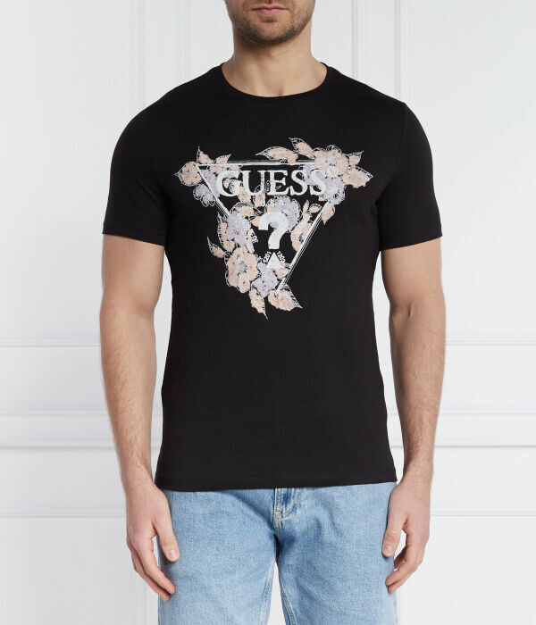 

Футболка мужская Guess Jeans с цветочным принтом, черный