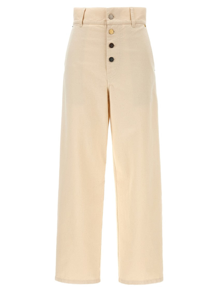 

Хлопковые габардиновые брюки до щиколотки с высокой талией Moschino, Neutrals