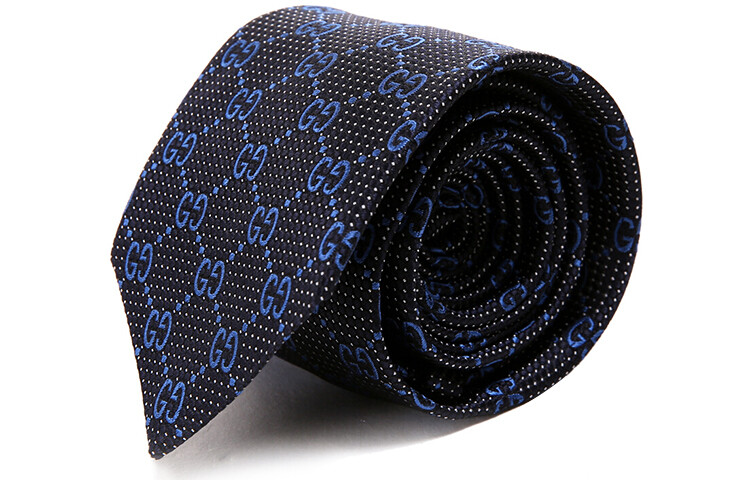 

Мужской галстук GUCCI, Blue with Black Lettering