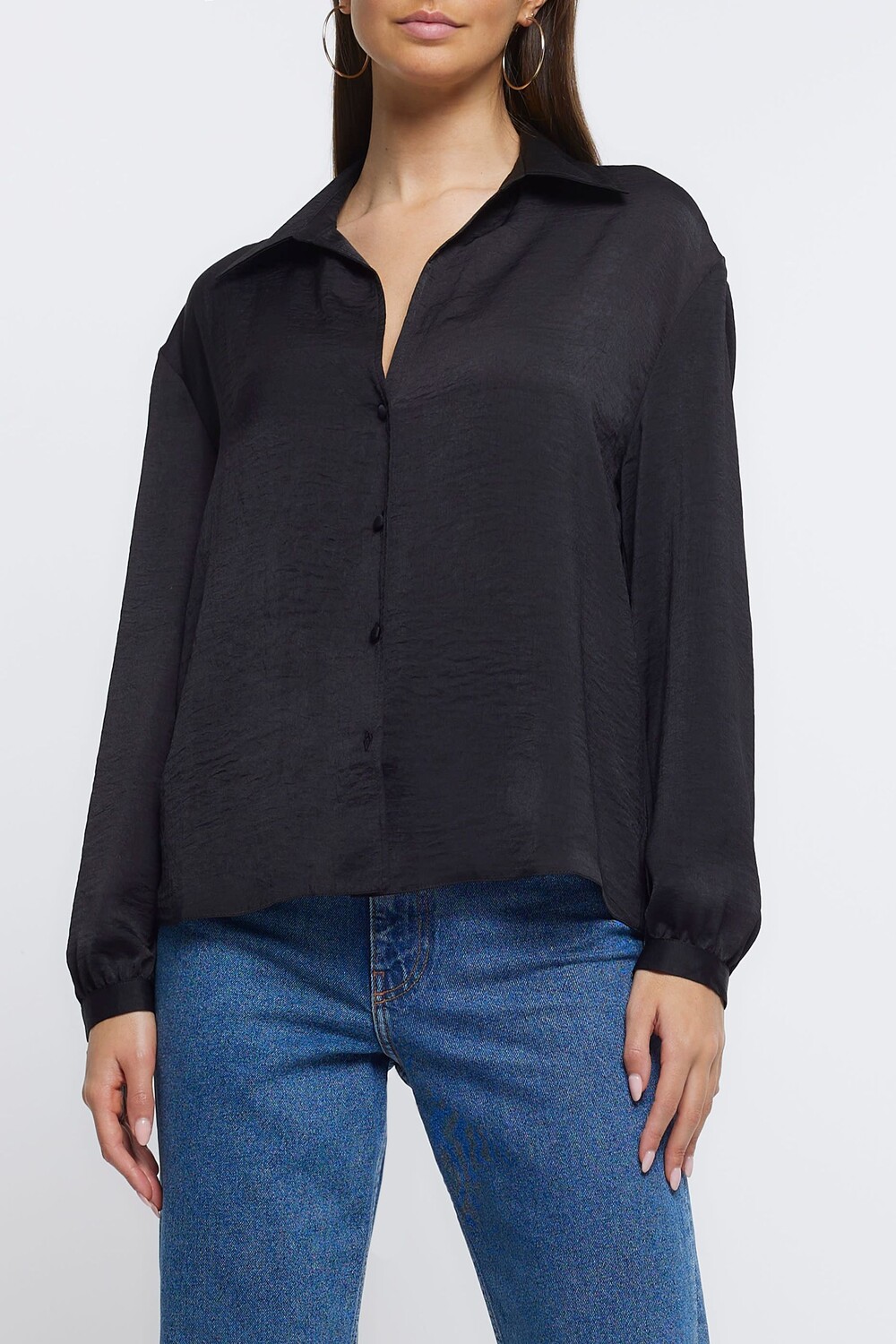 

Рубашка бойфренда River Island, черный