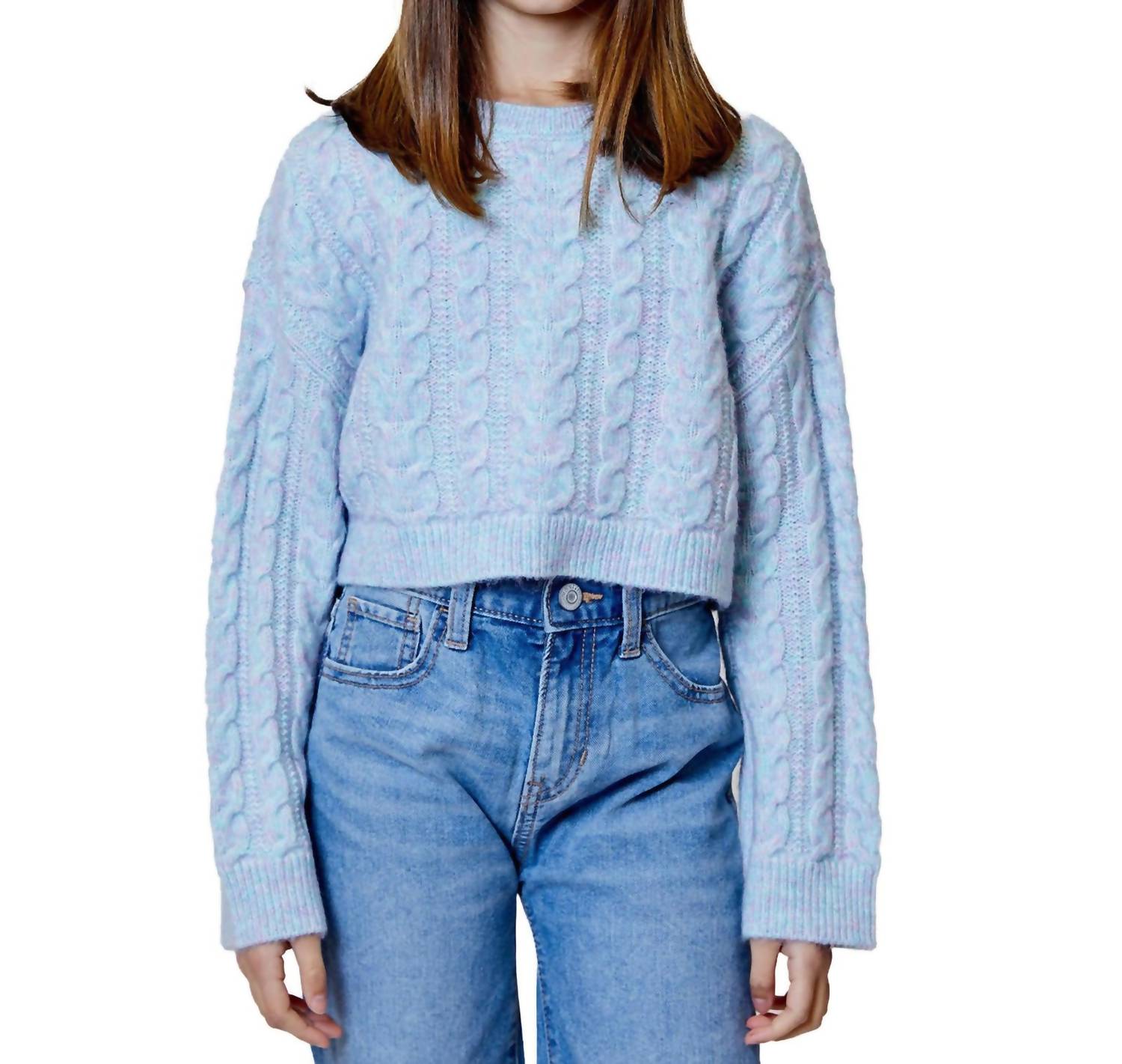 

Детский свитер с длинным рукавом в сине-розовой гамме Design History