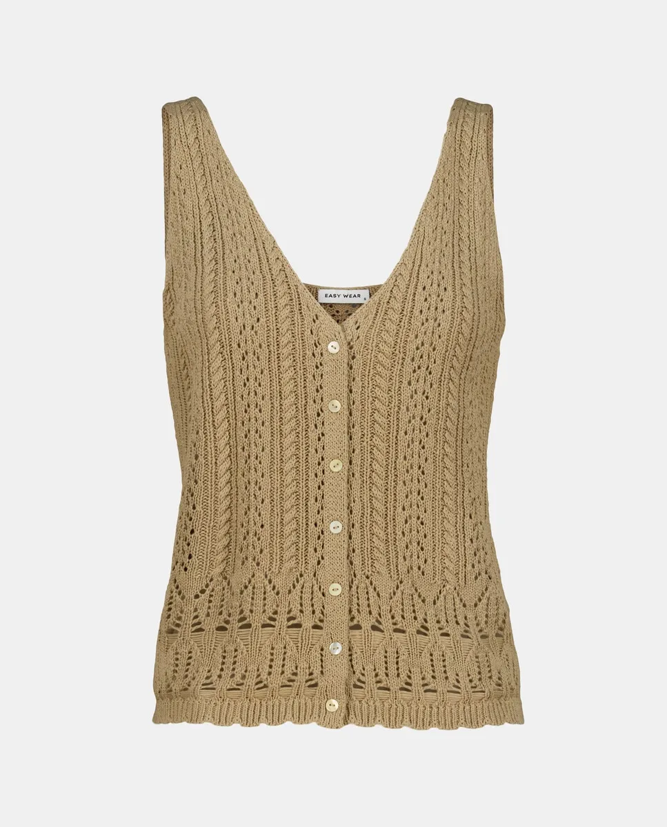 

Вязаный крючком женский топ с пуговицами Easy Wear, бежевый