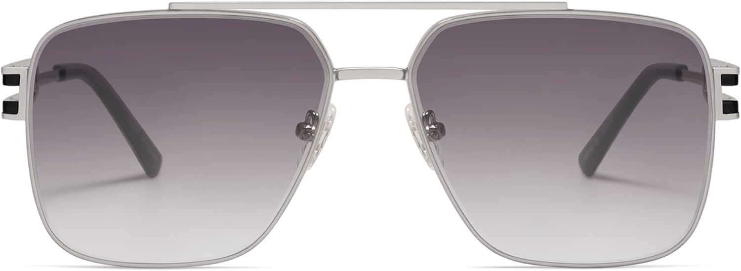 

Солнцезащитные очки SOJOS в стиле ретро, ​​большие квадратные, для женщин и мужчин, винтажные, с большой двойной перемычкой, металлическая оправа, унисекс, модель SJ1180, Silver/Grey Grading