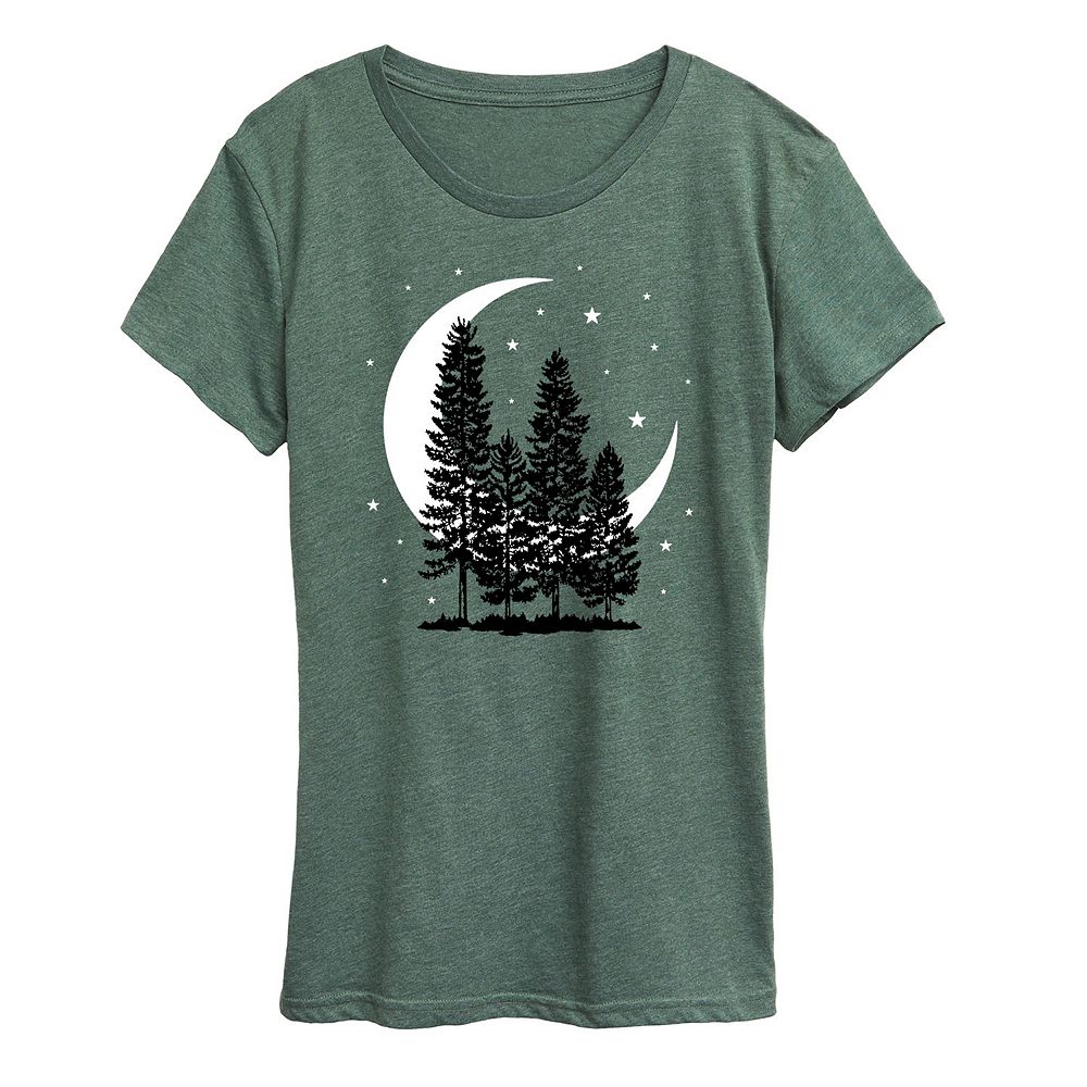 

Женская футболка с рисунком Crescent Moon Trees, цвет Heather Green