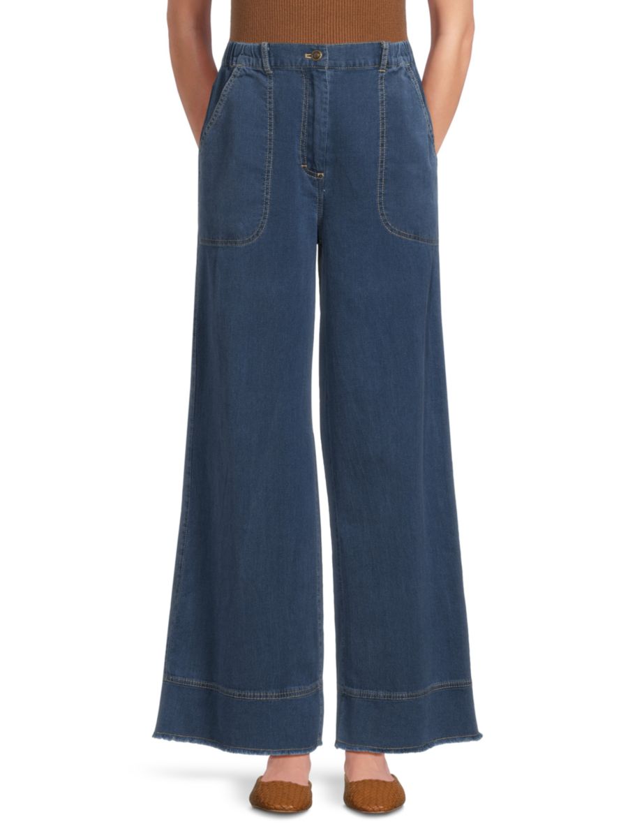 

Широкие джинсовые брюки пике Max Studio, индиго