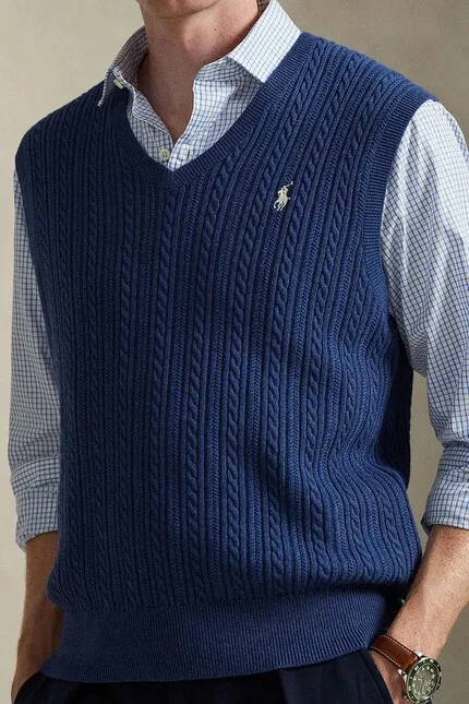 Жилет из хлопка Polo Ralph Lauren, синий — фото 4