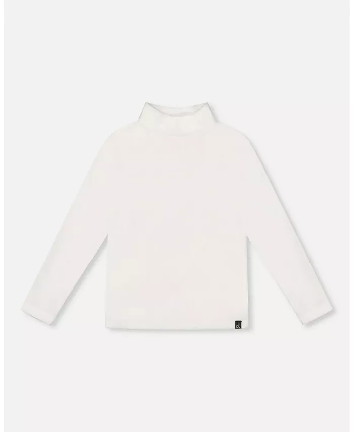 

Детский топ с ребристым воротником-стойкой - очень мягкий Deux Par Deux, белый