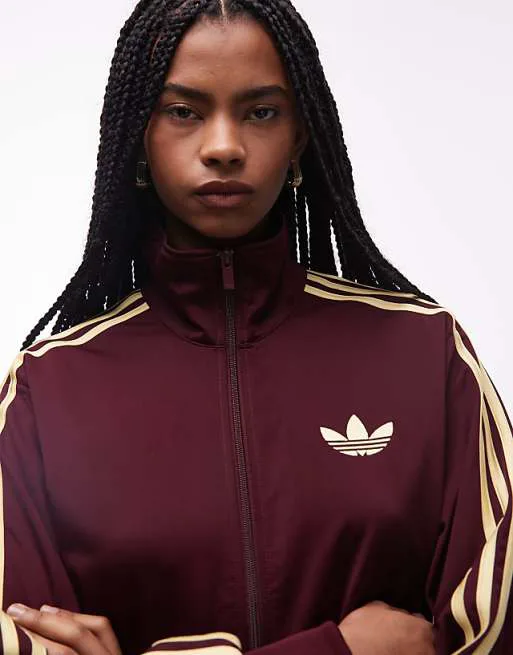 Бордово-желтая спортивная куртка свободного кроя adidas Originals Firebird — фото 3