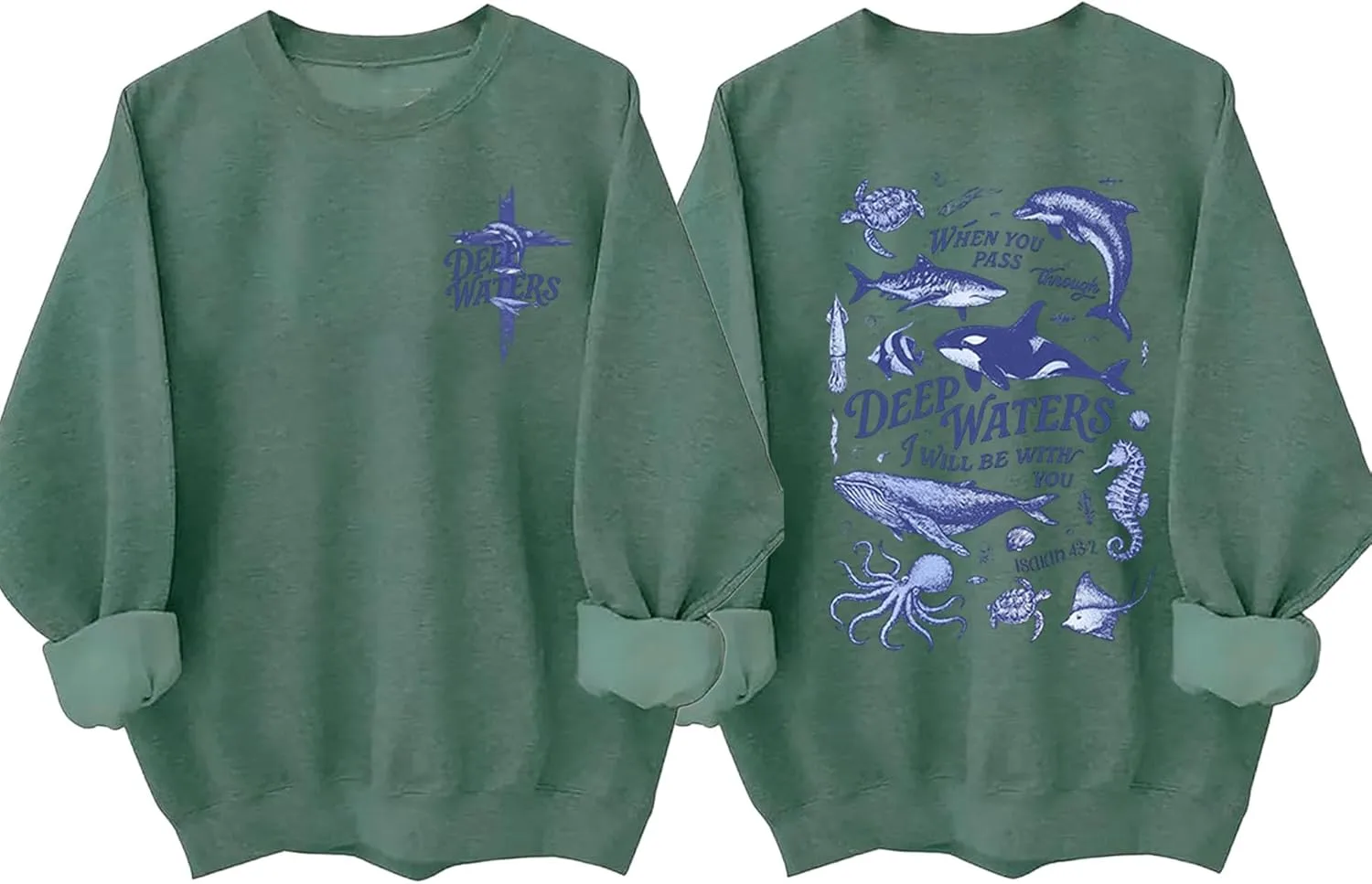 

Толстовка с цитатой из Библии "Когда пройдешь через воды" MQZUO