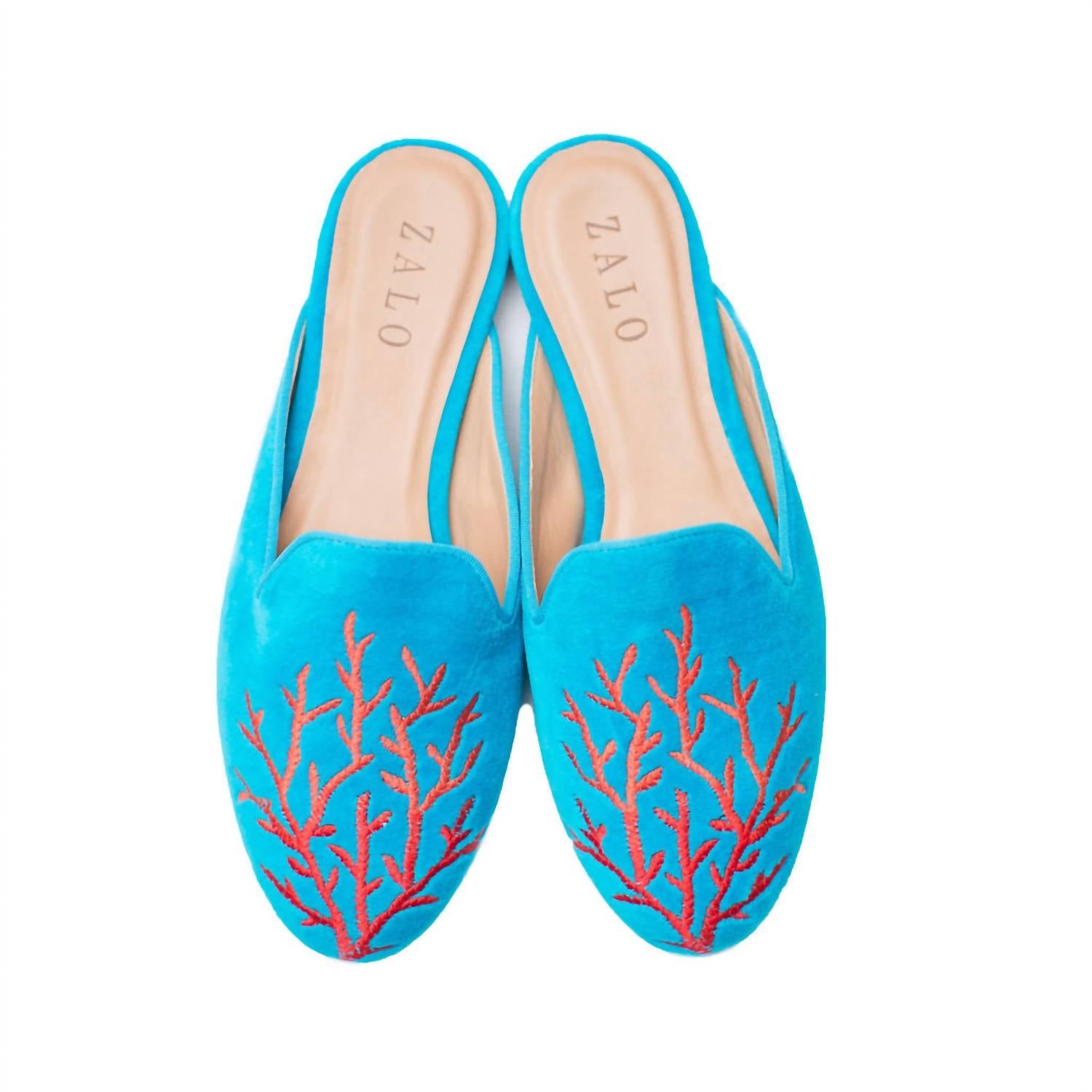 Мюли Coral Velvet в бирюзовом цвете HOUSE OF ZALO