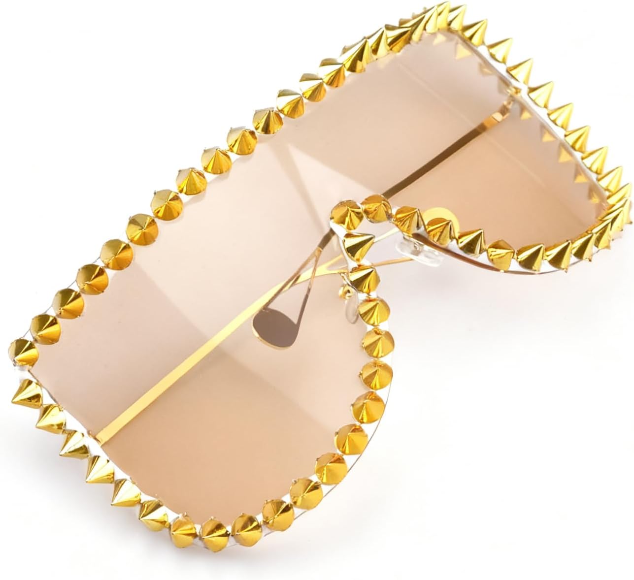 

Модные солнцезащитные очки-пилот с защитой от ветра и стразами для женщин, увеличенного размера, цельные, с бриллиантами, защита от ультрафиолета UV400 mincl, Champagne