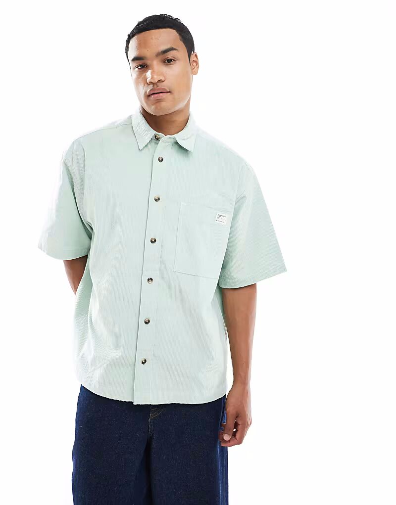 

Рубашка свободного кроя из вельвета зеленого цвета с нашивкой Asos Design