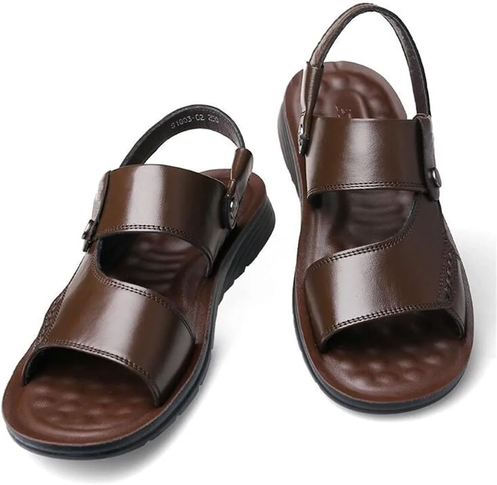 

SdFSAAQKLOOOZ Мужские сандалии с открытым носком, без застежки, модные повседневные туфли, мужские тапочки, римские летние пляжные сандалии, большой размер (Цвет: коричневый, Размер: 6)