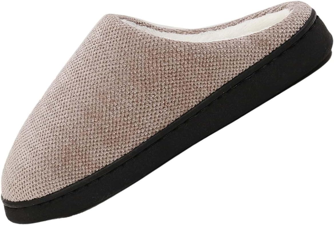 

Домашние тапочки для мужчин и женщин из пеноматериала с эффектом памяти, повседневные широкие флисовые сабо без шнурков Generic, хаки