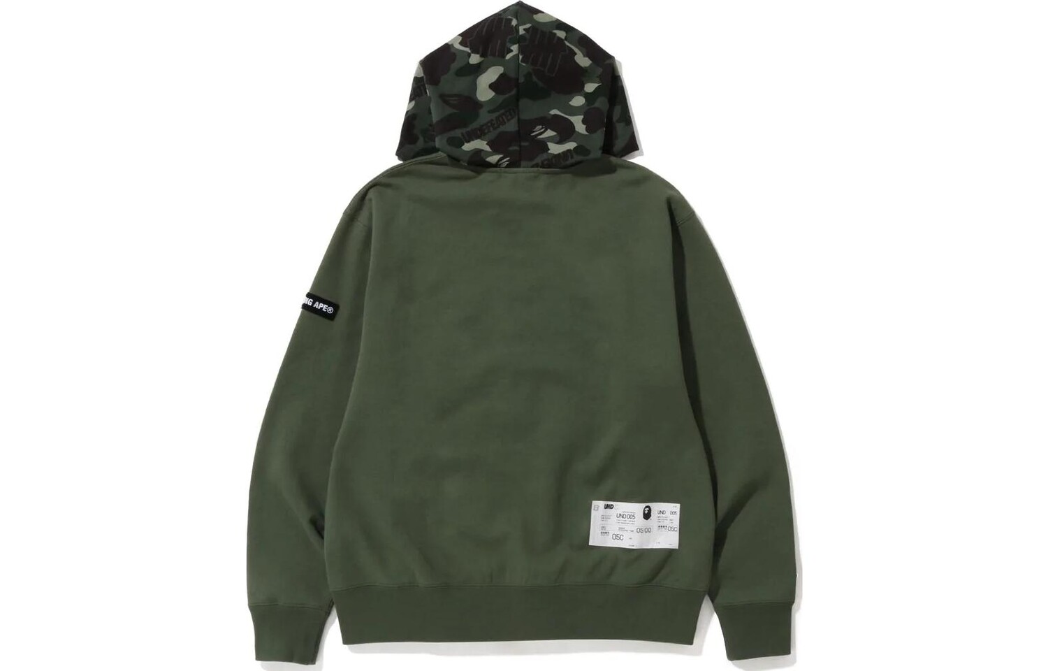 BAPE X Undefeated Color Camo Свободная толстовка с капюшоном на молнии A Bathing Ape, зеленый — фото 4