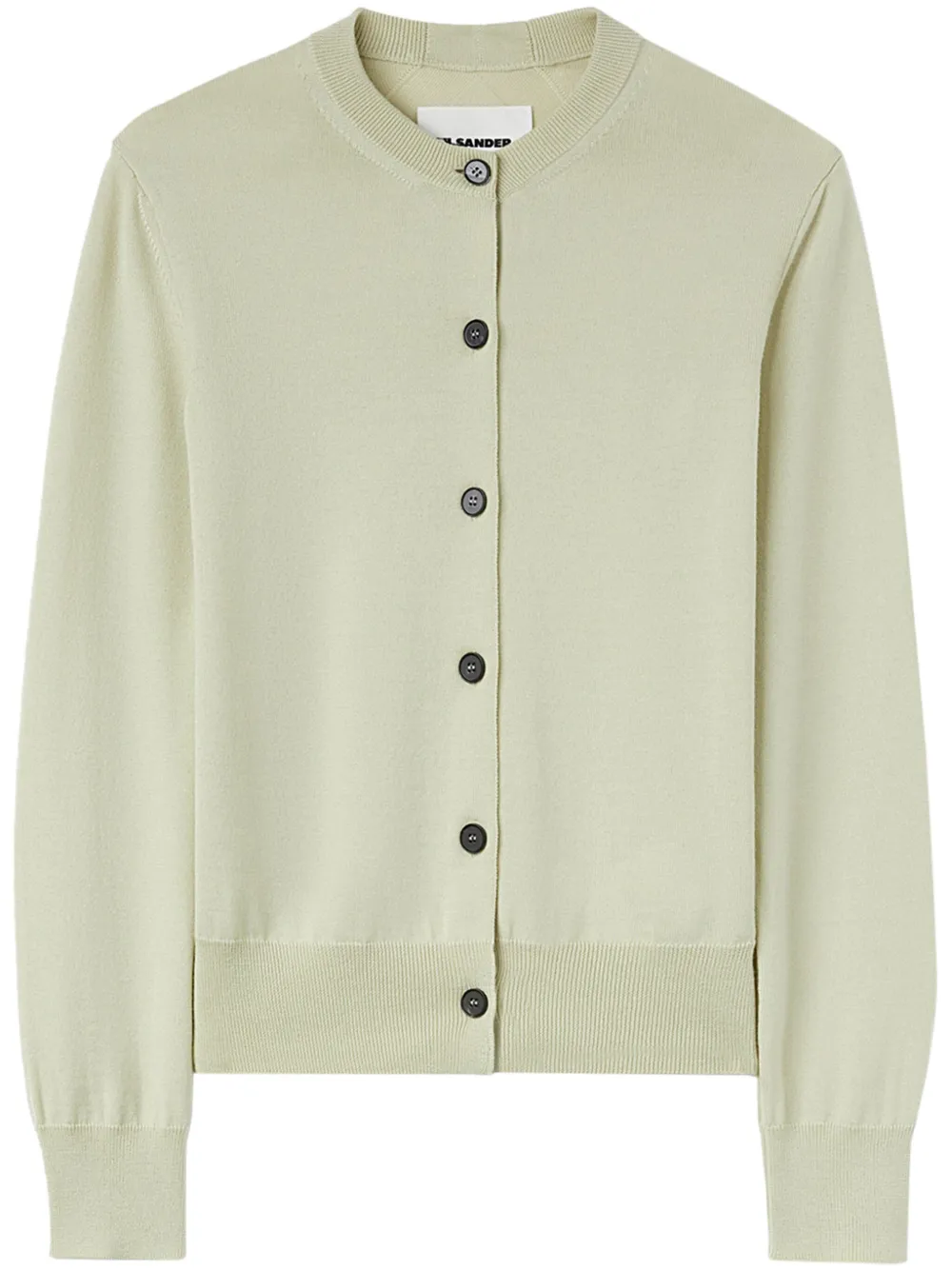 

Шерстяной кардиган с круглым вырезом JIL SANDER, зеленый