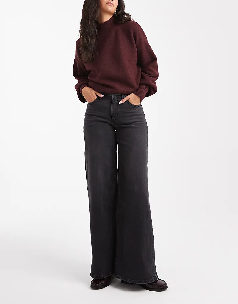 

Джинсы Levi's 728 с высокой посадкой и широкими штанинами, цвет: черный с потертостями