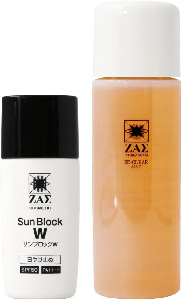 Солнцезащитный крем Sunblock W и очищающее масло RE-Clear, ZAS Cosmetics, набор, 35 г + 155 мл