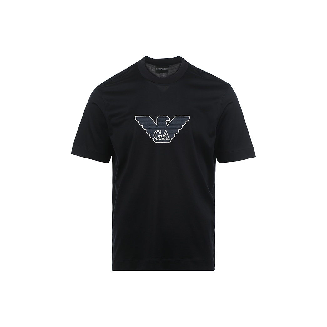 

Футболка с вышитым логотипом EMPORIO ARMANI, темно-синий