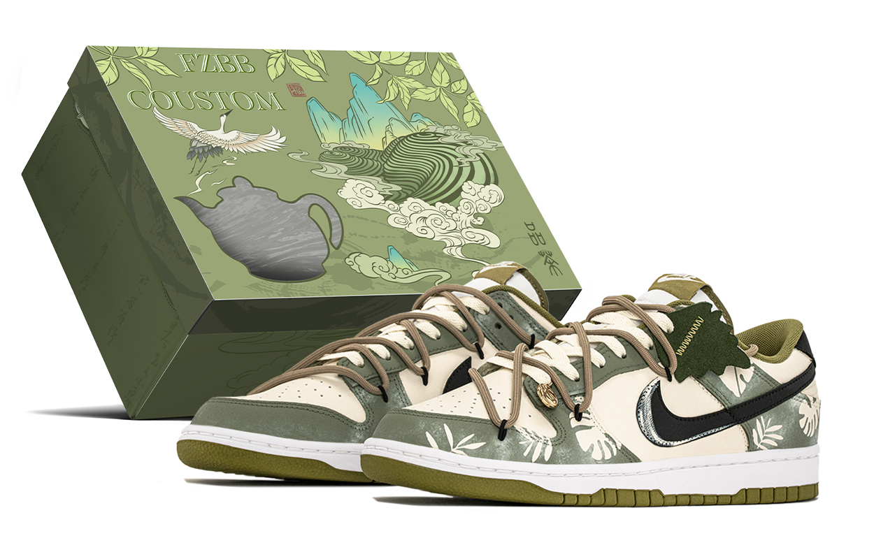 

Nike Кроссовки для скейтбординга Dunk, износостойкие, низкие, мужские, зеленые, бежево-черные