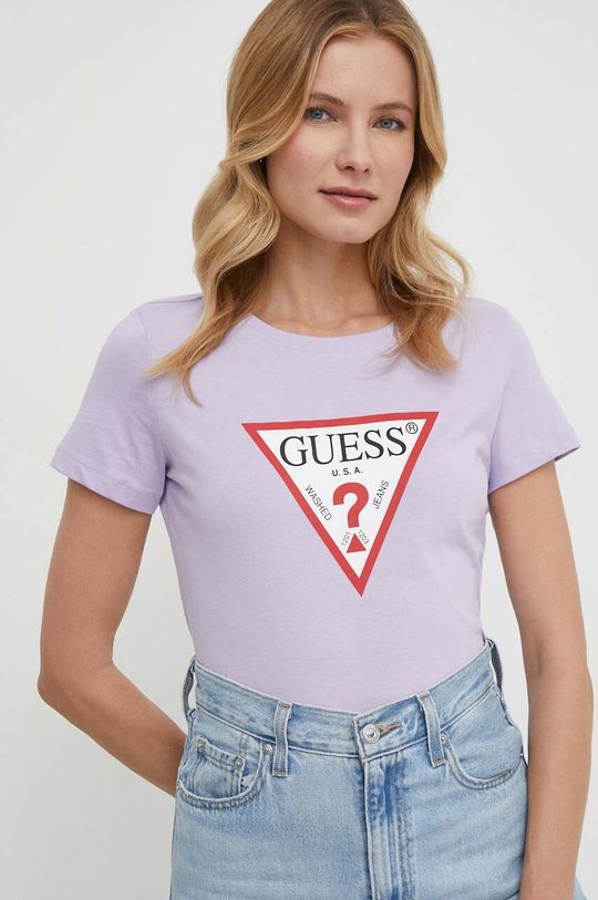 

Хлопковая футболка Guess, фиолетовый