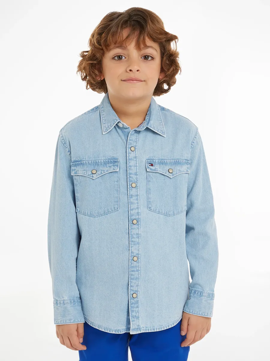 

Рубашка Tommy Hilfiger с длинными рукавами "DENIM SHIRT LS", дети до 16 лет, с вышивкой логотипа, джинсовый