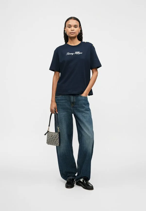 Джинсы средней посадки, зауженные, с широкими штанинами Tommy Hilfiger, Dark Blue Denim — фото 2