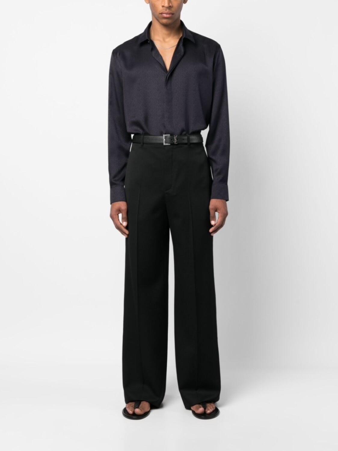 

Saint Laurent рубашка из смесового шелка, синий