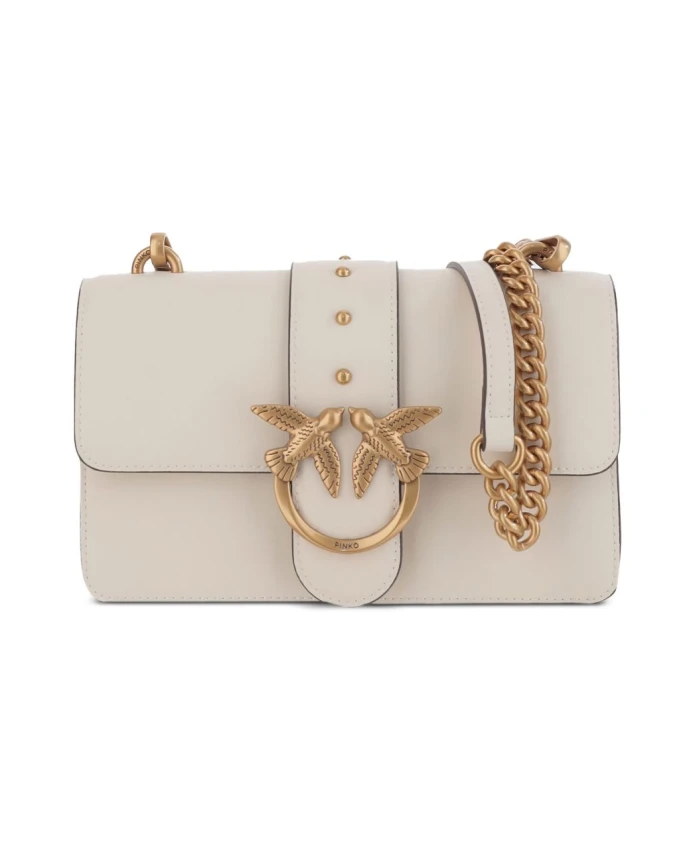 

Белая кожаная сумка через плечо с золотистым покрытием Pinko, белый