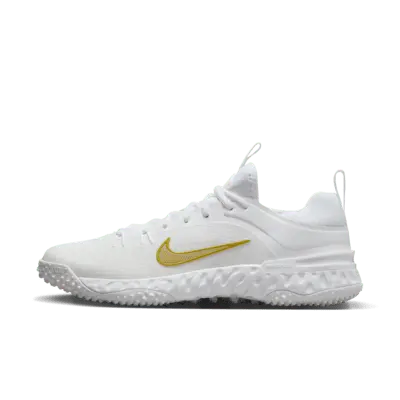 Кроссовки Nike Huarache 9 Elite TF LAX Lacrosse Shoes, цвет White/White/Metallic Vivid Gold