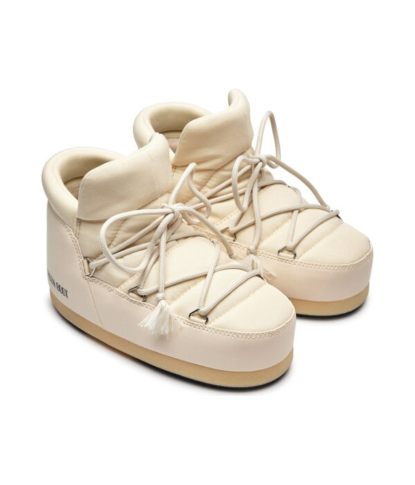 Зимние ботинки женские Moon Boot из текстиля и экокожи короткие, бежевый — фото 3