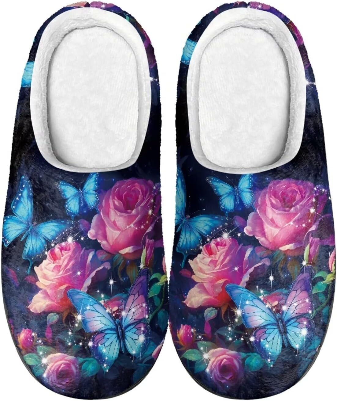 

Тапочки Flashideas для женщин и мужчин, мягкие, пушистые, теплые, домашние, с нескользящей подошвой, парные, повседневного стиля, Butterfly Rose 1