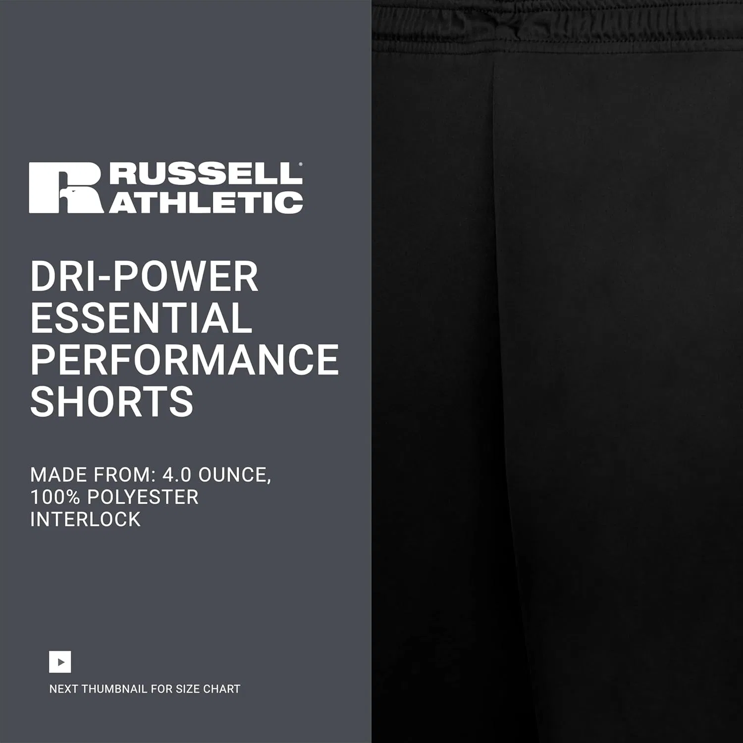 Russel Athletic Детские спортивные шорты Russell Athletic Boys Dri-Power Essential Performance Shorts, черный — фото 4