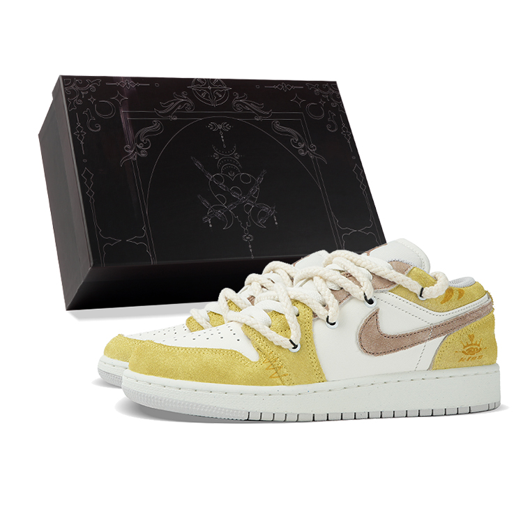 

Детские кроссовки для скейтбординга Air 1 Low Top для подростков Jordan, желтый/белый