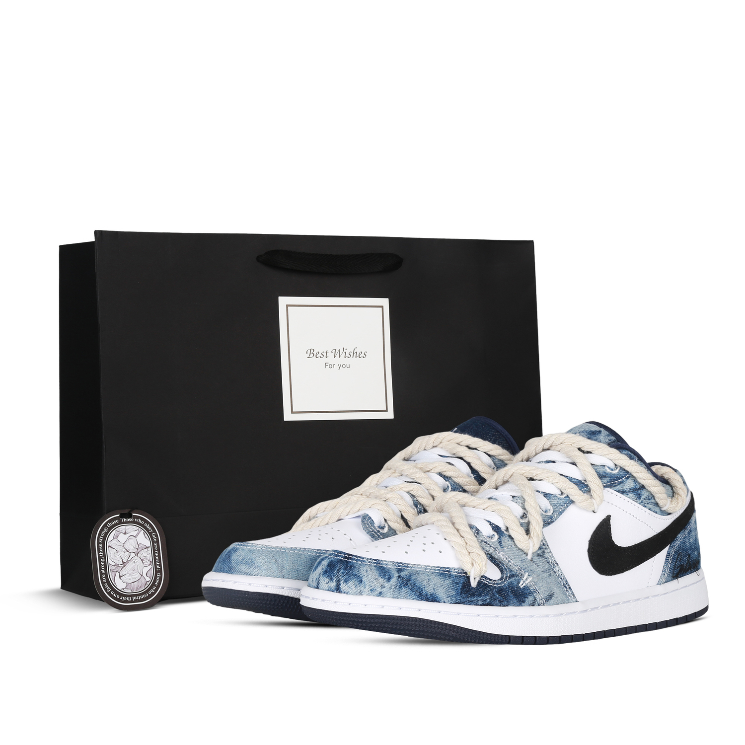 

Кроссовки Air 1 Low Black Star противоскользящие износостойкие низкие винтажные баскетбольные мужские бело-синие Jordan