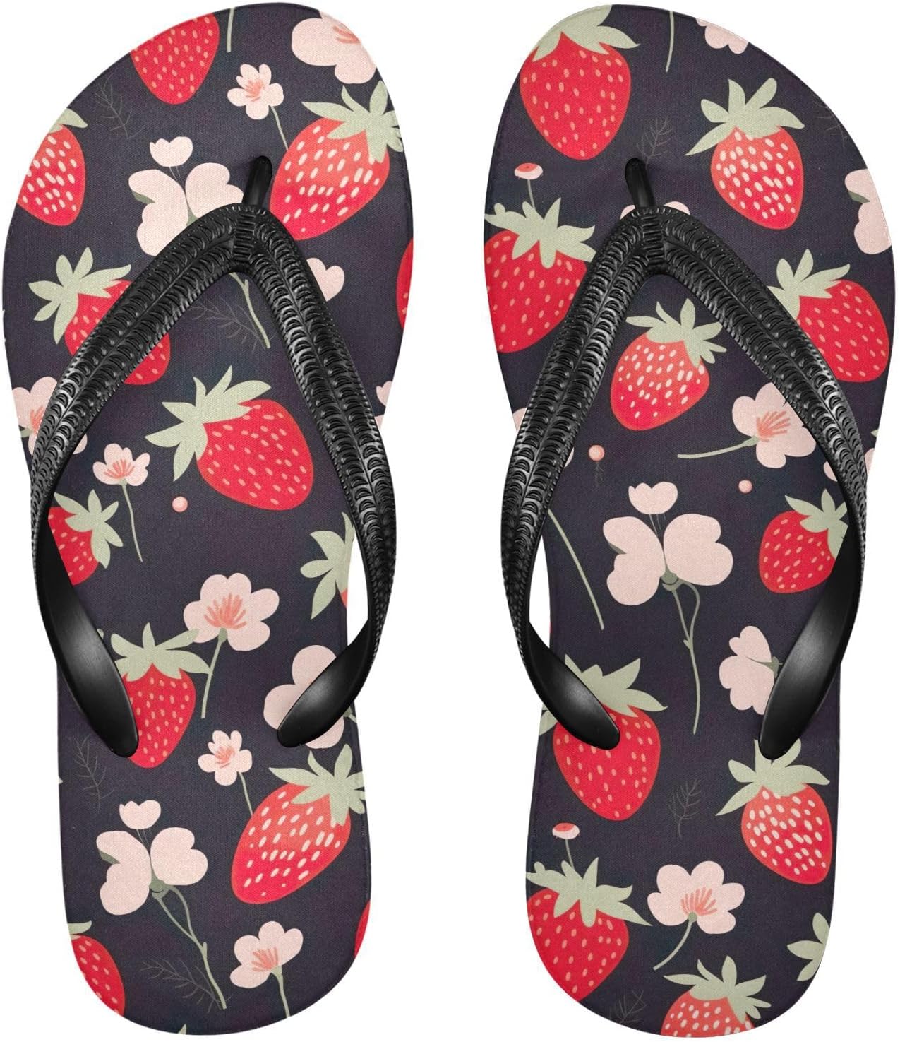 

SPRIPORT клубника розовые цветы тонкие шлепанцы для женщин и мужчин, удобные повседневные сандалии с мягкой стелькой и нескользящей резиновой подошвой, для ванной, душа, летнего пляжа и прогулок