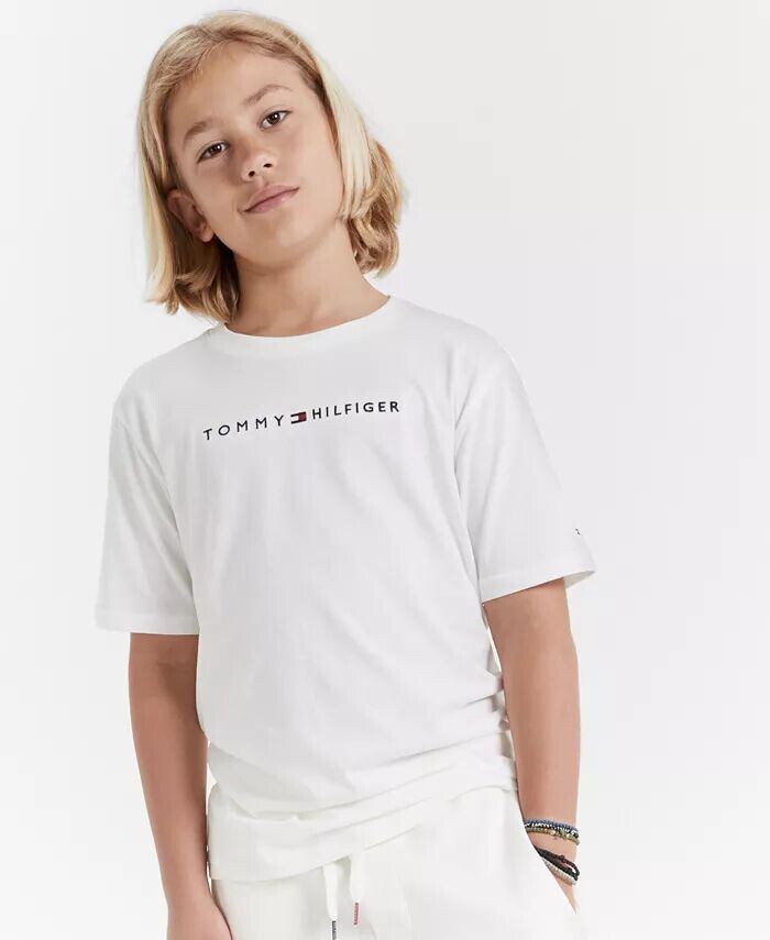 

Хлопковая футболка с логотипом Big Boys Essential Tommy Hilfiger, бежевый